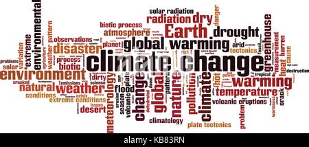 Il cambiamento climatico parola concetto cloud. illustrazione vettoriale Illustrazione Vettoriale