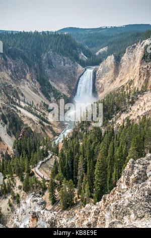 Canyon di Yellowstone e cascata inferiore con il fiume Yellowstone artisti dal punto di vista Foto Stock
