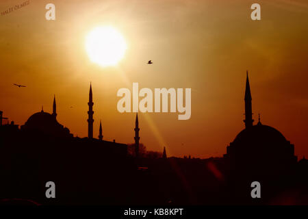 Silhouette di una moschea di Istanbul Foto Stock