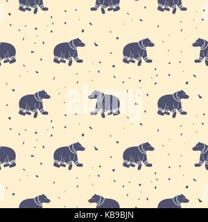 Bear viola e rosa pastello tribali vettore seamless pattern. Illustrazione Vettoriale