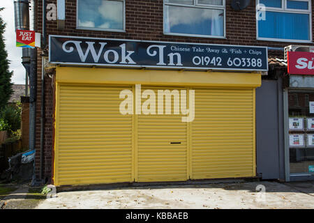 Nel Wok Takeaway a Leigh, England, Regno Unito Foto Stock