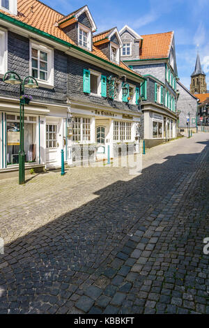 Una vista su una strada della Scenic borough di Lennep, Remscheid, Nord Reno-Westfalia, Germania Foto Stock