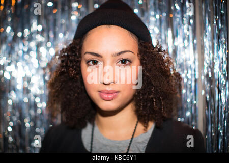 La svedese delle Barbados-r&b cantante, compositore e elettro-pop musicista naomi pellegrino è qui raffigurato prima di un concerto presso la vetrina norvegese festival e music conference by:Larm 2014 in Oslo Norvegia, 01/03 2014. Foto Stock