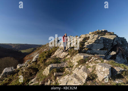 Nov 2016 EXMOOR - a piedi in profondità - con Mark Rowe - Pix da Steve Morgan Foto Stock