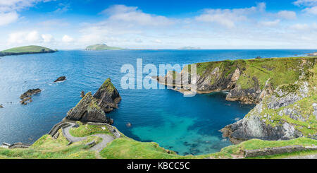 A dunquin pier, penisola di Dingle, nella contea di Kerry, provincia di Munster, Repubblica di Irlanda, Europa Foto Stock