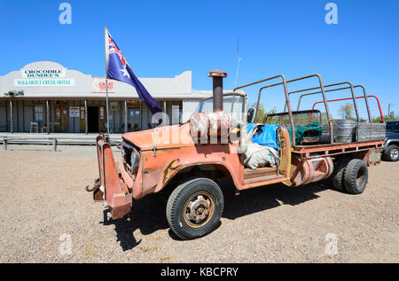 Famoso carrello in Crocodile Dundee film, McKinlay, Queensland, QLD, Australia Foto Stock