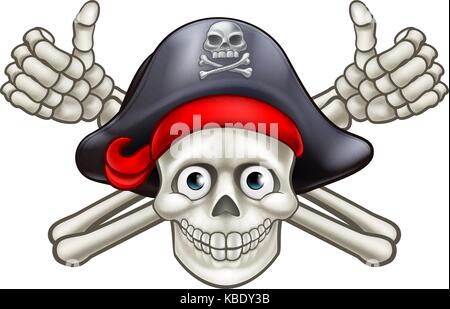 Cranio e pirata crossbones cartoon Illustrazione Vettoriale