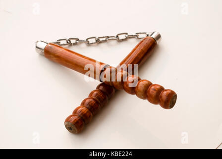 Arti marziali nunchaku arma Foto Stock