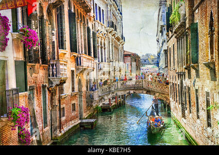 Bella romantica Venezia - Foto artistiche in stile della pittura Foto Stock