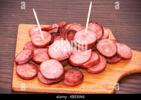 Salsicce, salsiccia per pizza, São Paulo, Brasile. Foto Stock