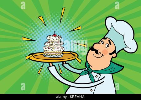 Chef di cucina con carattere cupcake Illustrazione Vettoriale