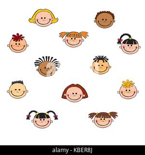 Cartoon bambino face icona Illustrazione Vettoriale