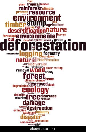 La deforestazione parola concetto cloud. illustrazione vettoriale Illustrazione Vettoriale