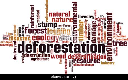 La deforestazione parola concetto cloud. illustrazione vettoriale Illustrazione Vettoriale