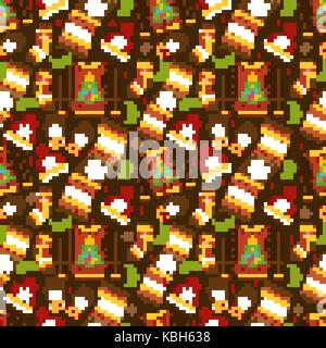 Abbigliamento invernale seamless pattern. natale vestiti texture ripetitive. abbigliamento caldo sfondo infinito. maglione, guanti, berretto, calze. illustrazione vettoriale. Illustrazione Vettoriale