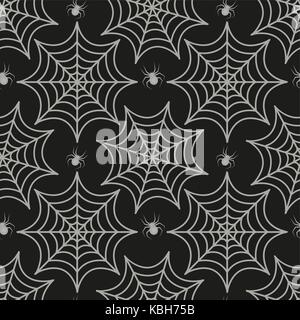Ragnatela seamless pattern. spider texture ripetitiva. halloween sfondo infinito. illustrazione vettoriale. Illustrazione Vettoriale