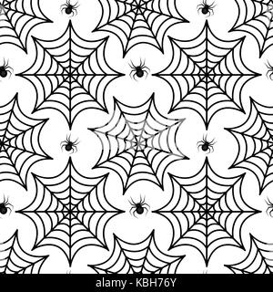 Ragnatela seamless pattern. spider texture ripetitiva. halloween sfondo infinito. illustrazione vettoriale. Illustrazione Vettoriale