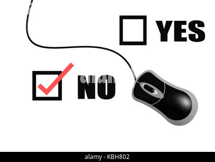 Sì e no con il mouse del computer Foto Stock