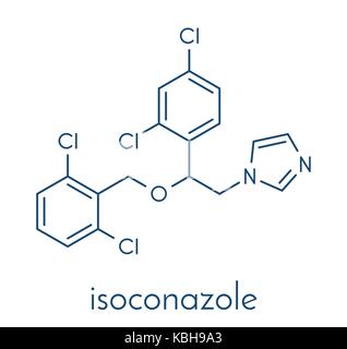 Isoconazolo farmaco antifungino molecola di formula scheletrico. Illustrazione Vettoriale