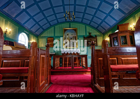 Interno della chiesa di Thingvellir (Thingvallakirkja) Foto Stock