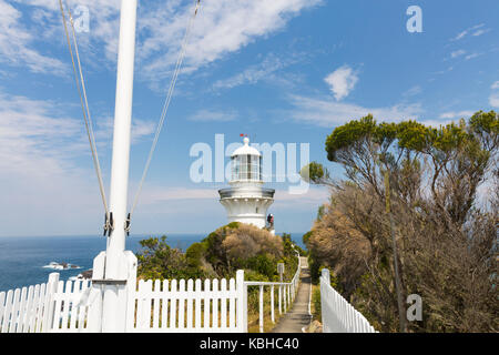 Sugarloaf Point lighthouse a Seal Rocks sulla mezza costa nord del Nuovo Galles del Sud, Australia Foto Stock