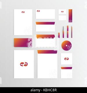 Mockup stationery brand identity aziendale modello impostato con due pesci o pesci simbolo icona illustrazione isolato grigio sul gradiente dello sfondo con cop Illustrazione Vettoriale