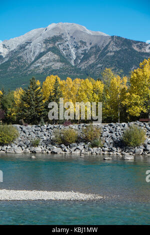 Colore di autunno presso il fiume bow canada Foto Stock