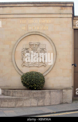 Close-up di guarnizione su Alta corte di justiciary edificio, mart Street, Glasgow, Scozia Foto Stock