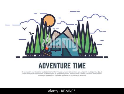 Adventure time camping Illustrazione Vettoriale