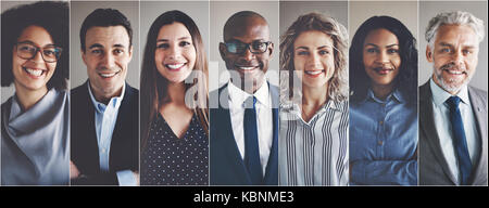 Collage di ritratti di un etnicamente composita miscelata e gruppo di età del concentrato i professionisti aziendali Foto Stock