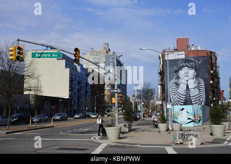 La street art di Williamsburg, Brooklyn, NY Foto Stock