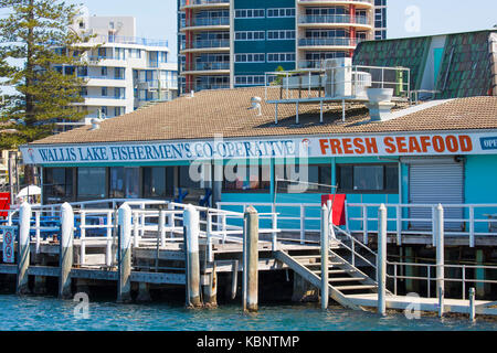 Wallis lago fishermens cooperativa su Lago di Wallis, Forster, Nuovo Galles del Sud, Australia Foto Stock