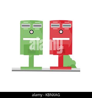 Illustrazione vettoriale di colore rosso e verde di taiwan post box isolati su sfondo bianco Illustrazione Vettoriale