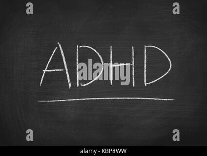 Concetto di adhd parola su una lavagna sfondo Foto Stock