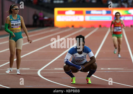 Kadeena COX di Gran Bretagna vince l'oro nel femminile 400 m T38 finale al mondo Para Championships di Londra 2017 Foto Stock