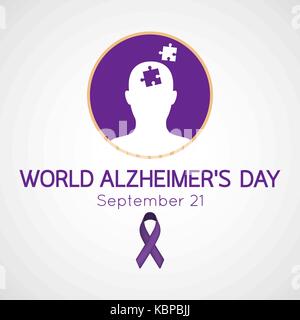 Il morbo di Alzheimer mondo giorno icona vettore illustrazione Illustrazione Vettoriale