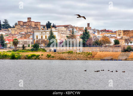 Alcazaba y Río Guadiana. Badajoz ciudad. Extremadura. España Foto Stock