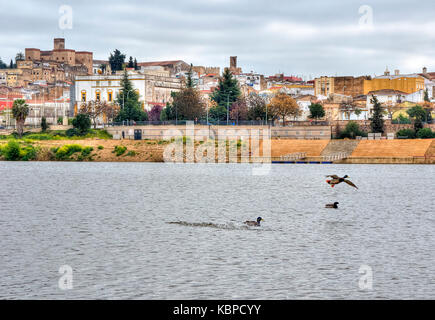 Alcazaba y Río Guadiana. Badajoz ciudad. Extremadura. España Foto Stock