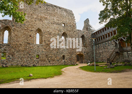 Rovine di Sigulda castello medievale Foto Stock