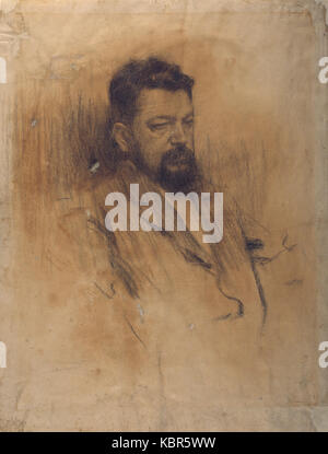 Questa opera d'arte di Ramon Casas, esposta al Museu Nacional d'Art de Catalunya (MNAC), è un capolavoro di ritrattistica modernista. Il lavoro di Casas è noto per i suoi colori ricchi e la sua composizione dinamica, mostrando la sua abilità nel catturare le emozioni umane. Foto Stock