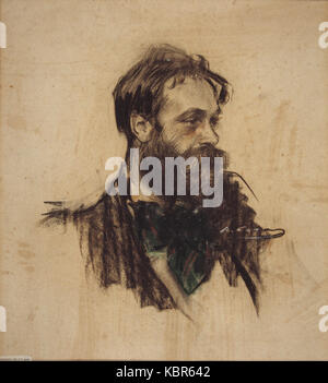 Questa opera d'arte di Ramon Casas, esposta al MNAC (Museo Nazionale d'Arte della Catalogna), è probabilmente un pezzo significativo del modernismo spagnolo, che mostra il suo stile unico nella storia dell'arte. Foto Stock