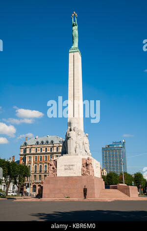 Riga, Lettonia - 04 settembre 2014 - il monumento alla libertà di Riga, Lettonia. Foto Stock