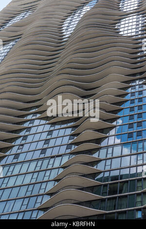 Dettaglio esterno dell'Aqua Tower progettato da Studio Gang Foto Stock