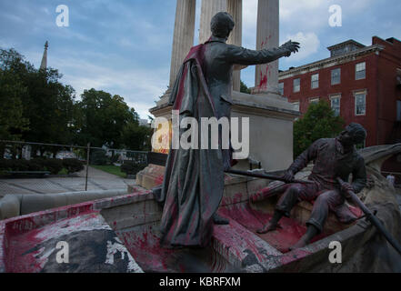 Francis Scott key statua in Bolton hill vandalizzato con spray-vernice. baltimore city recentemente rimosso tre monumenti in onore di figure confederato Foto Stock