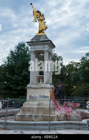 Francis Scott key statua in Bolton hill vandalizzato con spray-vernice. baltimore city recentemente rimosso tre monumenti in onore di figure confederato Foto Stock