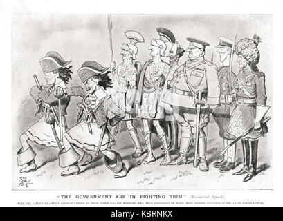 Governo in assetto di guerra, il punzone 1909. churchilll & Lloyd George nella parte anteriore Foto Stock
