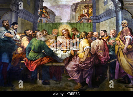 Ultima Cena da Bernardino Poccetti, inizio XVII secolo Santo Spirito, Basilica di Santo Spirito, in una chiesa di Firenze, Italia. Architettura Rinascimentale. Italiano Foto Stock