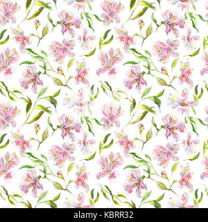 Romantico acquerello fiori alstroemeria pattern Foto Stock