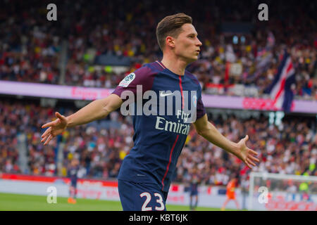 Julian Draxler durante il French Ligue 1 partita di calcio tra Paris Saint Germain (PSG) e Bordeaux al Parc des Princes. Il match è stato vinto 6-2 dal Paris Saint Germain. Foto Stock