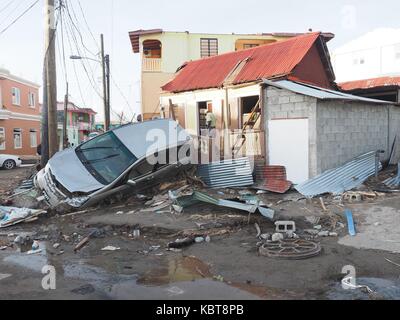 Maria di uragano ha distrutto tutto durante il passaggio su l'isola di Dominica. La popolazione non ha più nulla. il 18/09/2017 Foto Stock